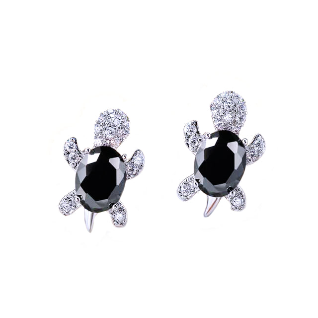 Stud Earrings in Yellow Gold Filled with Black & Clear Cubic Zirconia – My  Jewelry Spot